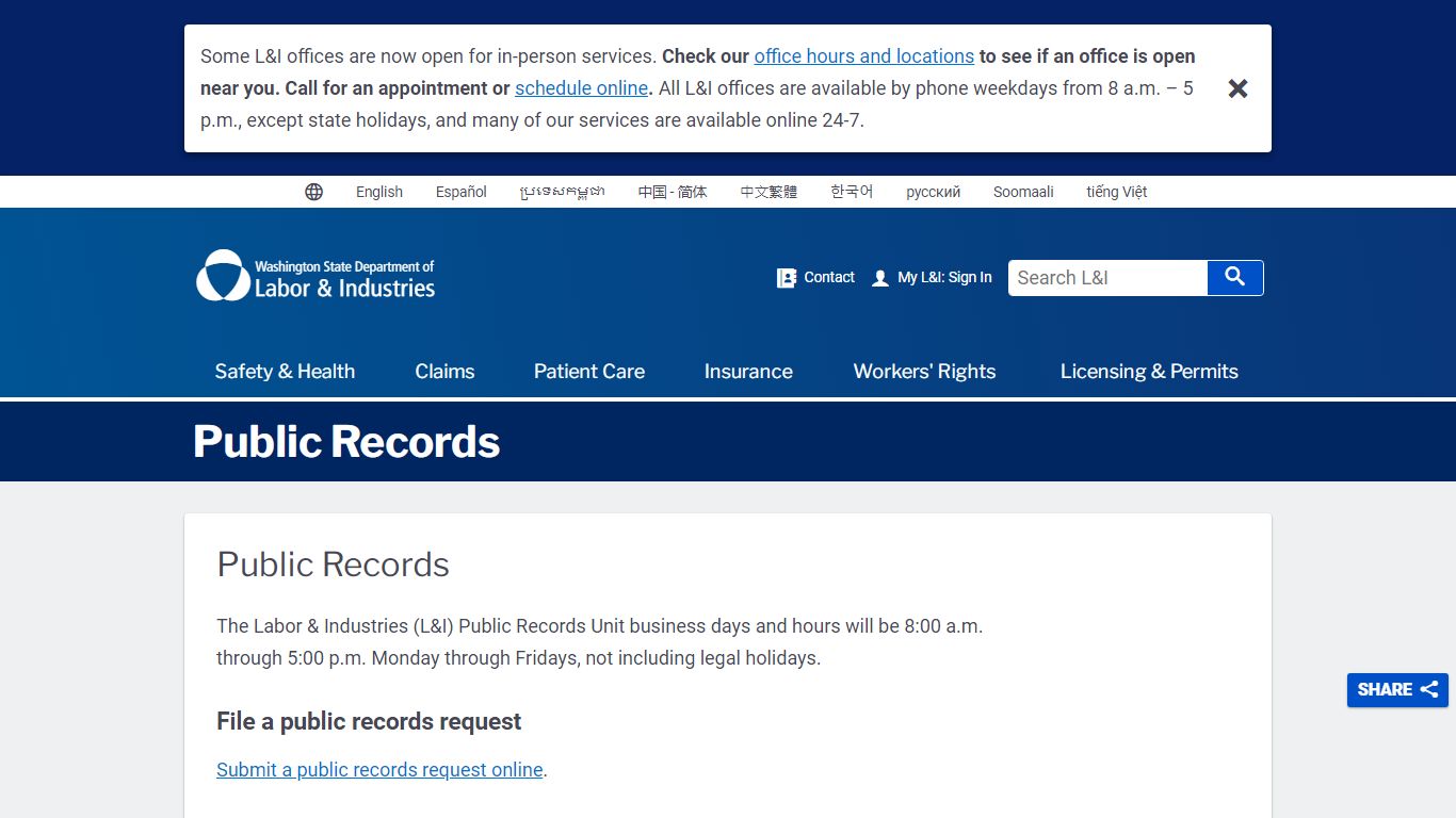 Public Records - Washington State Department of Labor & Industries